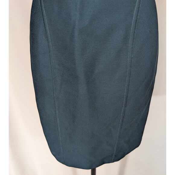 Hervé L. Leroux Couture Bandage Dress Teal Size 42 (Fits US 4–6) Made in France - Picture 6 of 10